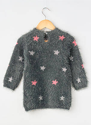 Robe pull fermeture boutonnée au dos manches longues gris 3 POMMES fille