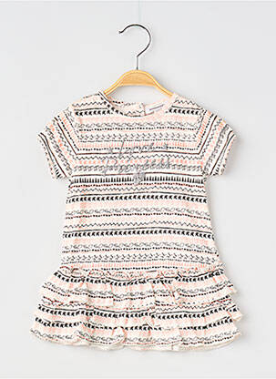 Robe mi-longue fermeture zippée au dos manches longues blanc 3 POMMES fille