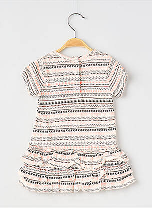 Robe mi-longue fermeture zippée au dos manches longues blanc 3 POMMES fille