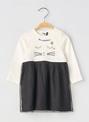 Robe mi-longue col rond manches longues noir 3 POMMES fille
