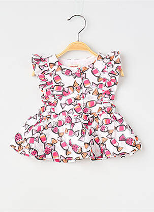 Robe mi-longue doublure manches courtes rose CATIMINI fille