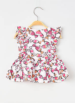 Robe mi-longue doublure manches courtes rose CATIMINI fille