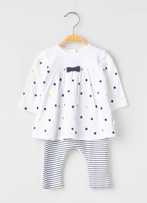 Combi-pantalon col rond manches longues blanc ABSORBA fille