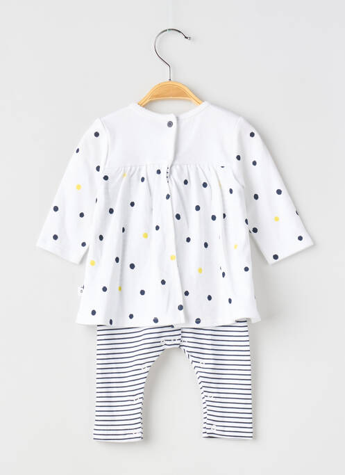 Combi-pantalon col rond manches longues blanc ABSORBA fille