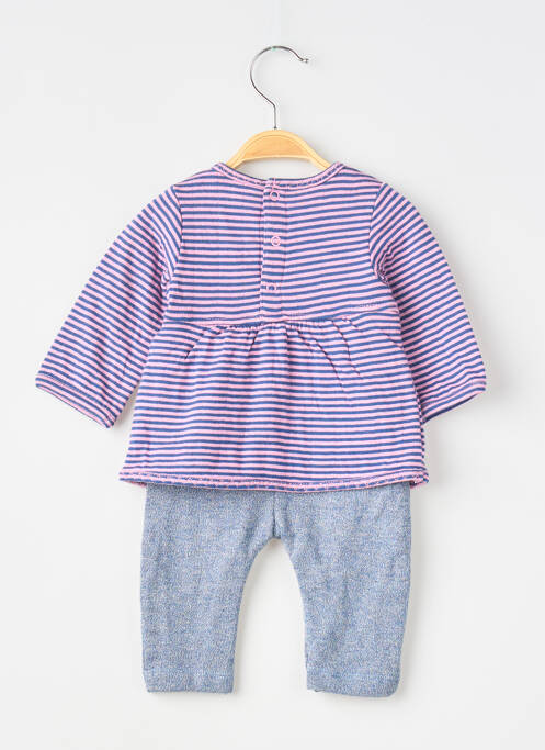 Combi-pantalon col rond manches longues bleu 3 POMMES fille