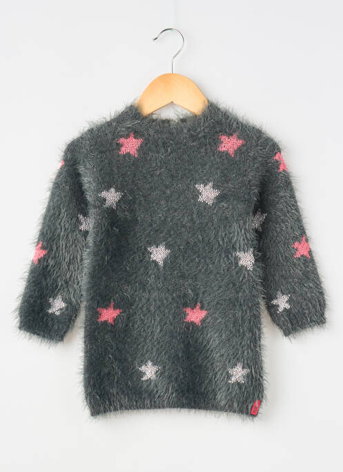 Robe pull fermeture boutonnée au dos manches longues gris 3 POMMES fille