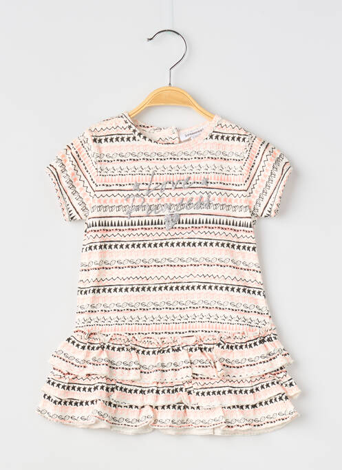 Robe mi-longue fermeture zippée au dos manches longues blanc 3 POMMES fille