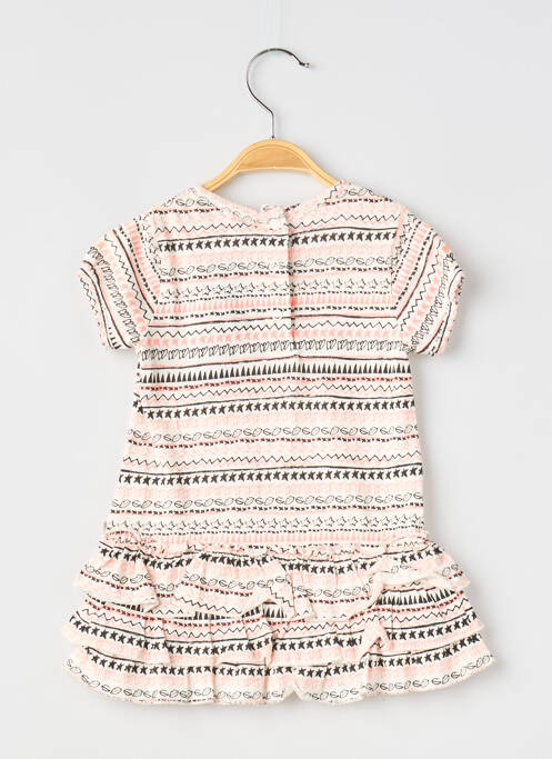 Robe mi-longue fermeture zippée au dos manches longues blanc 3 POMMES fille