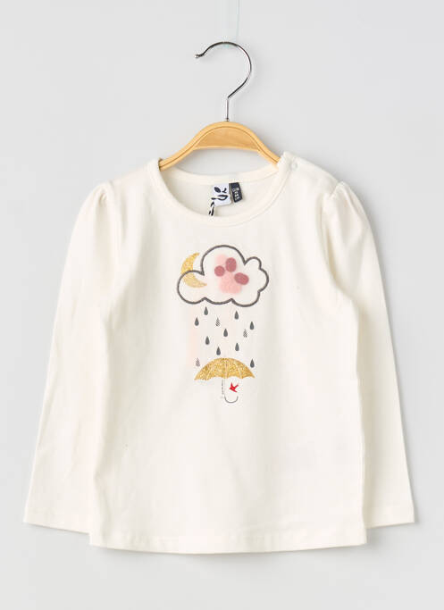 T-shirt coupe droite manches longues blanc 3 POMMES fille