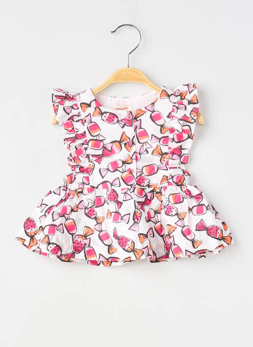 Robe mi-longue doublure manches courtes rose CATIMINI fille