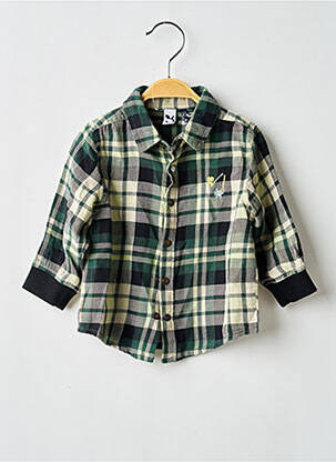 Chemise manches longues tissage popeline vert 3 POMMES garçon