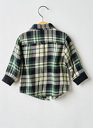 Chemise manches longues tissage popeline vert 3 POMMES garçon