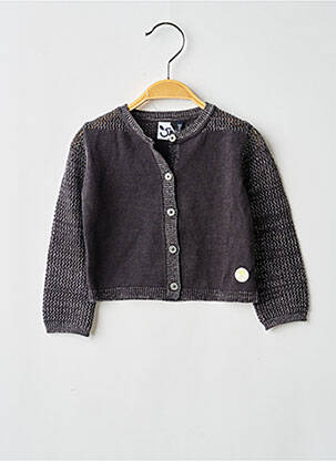 Gilet manches longues coupe droite gris 3 POMMES fille
