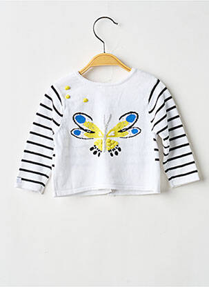 Gilet manches longues coupe droite blanc CATIMINI fille
