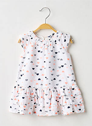 Robe mi-longue blanc 3 POMMES fille