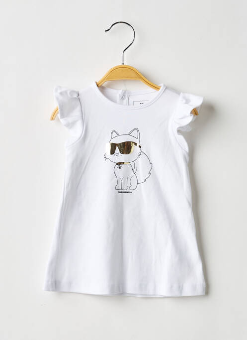 Robe courte manches courtes manches courtes blanc KARL LAGERFELD fille