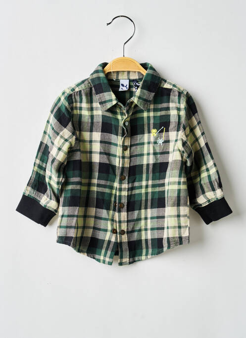 Chemise manches longues tissage popeline vert 3 POMMES garcon