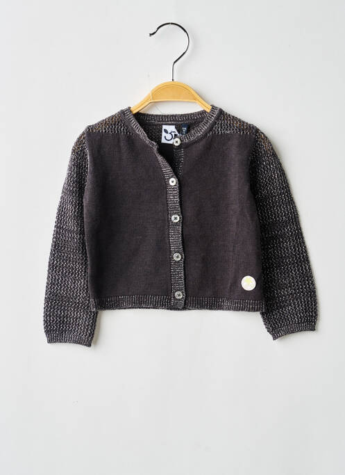 Gilet manches longues coupe droite gris 3 POMMES fille