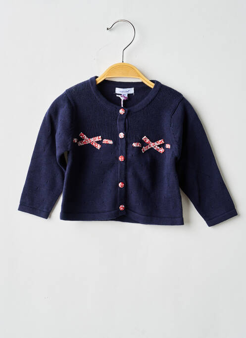 Gilet manches longues coupe droite bleu ABSORBA fille