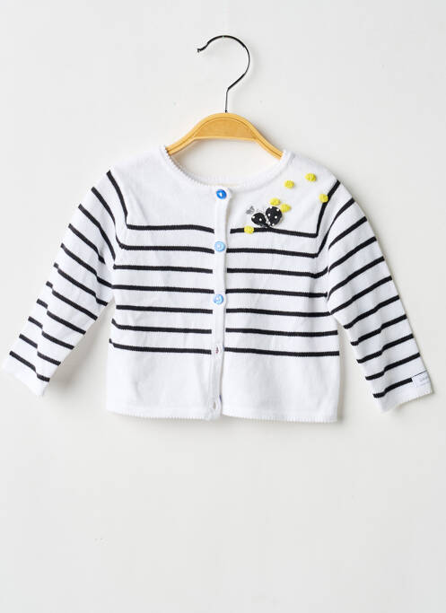 Gilet manches longues coupe droite blanc CATIMINI fille