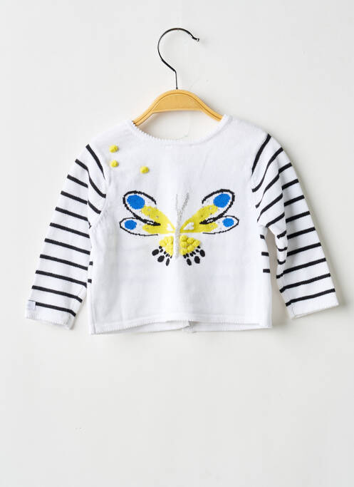 Gilet manches longues coupe droite blanc CATIMINI fille