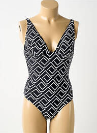 Maillot de bain 1 pièce imprimé fantaisie haut triangles noir NATURANA femme