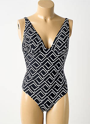 Maillot de bain 1 pièce imprimé fantaisie haut triangles noir NATURANA femme
