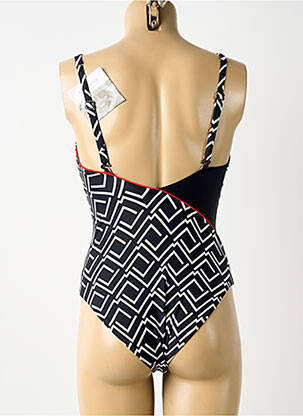 Maillot de bain 1 pièce imprimé fantaisie haut triangles noir NATURANA femme