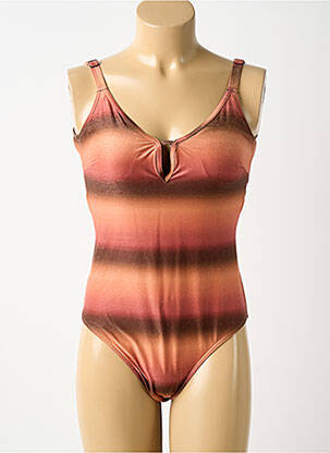 Maillot de bain 1 pièce imprimé fantaisie marron ROSE POMME femme
