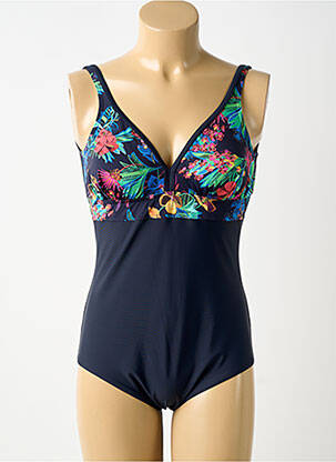 Maillot de bain 1 pièce imprimé fantaisie bleu ROSE POMME femme