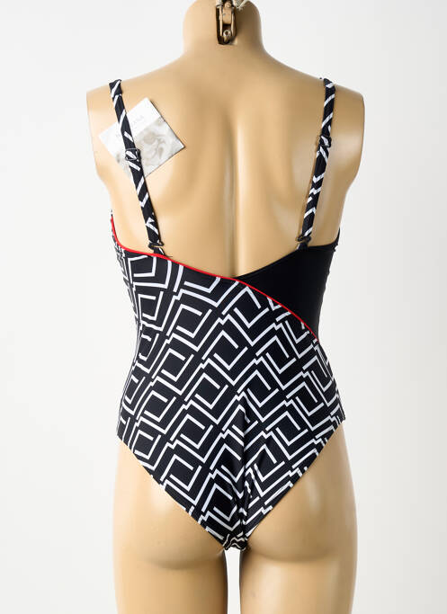 Maillot de bain 1 pièce imprimé fantaisie haut triangles noir NATURANA femme