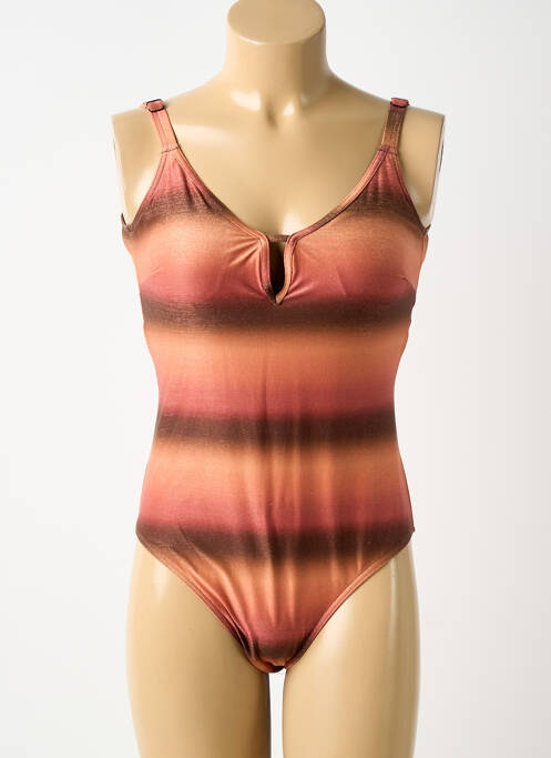Maillot de bain 1 pièce imprimé fantaisie marron ROSE POMME femme