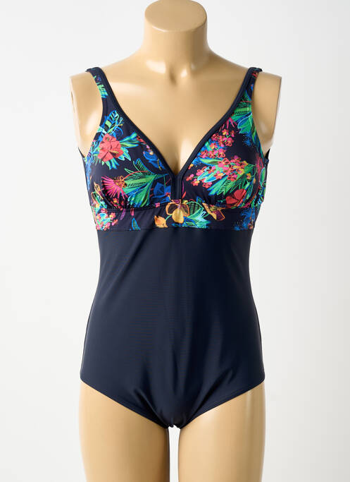 Maillot de bain 1 pièce imprimé fantaisie bleu ROSE POMME femme