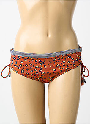 Bas de maillot de bain tissage satiné bikini marron LINGADORE femme