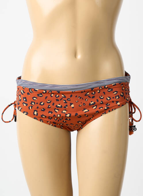 Bas de maillot de bain tissage satiné bikini marron LINGADORE femme