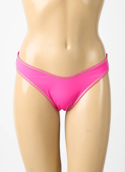 Bas de maillot de bain effet matière satinée string rose BLUELOBSTER femme