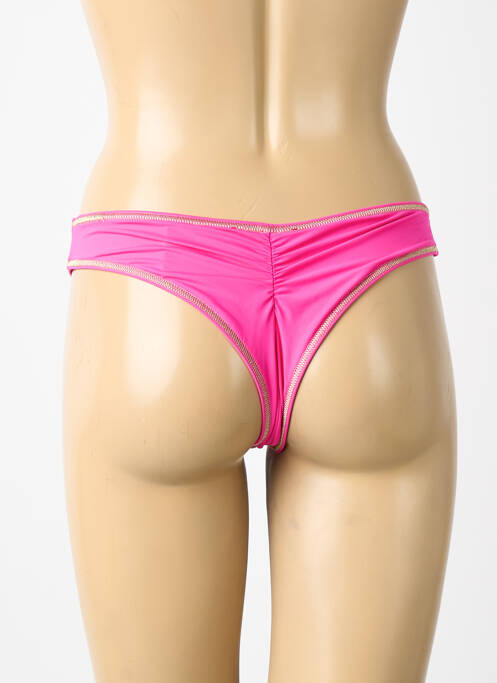 Bas de maillot de bain effet matière satinée string rose BLUELOBSTER femme