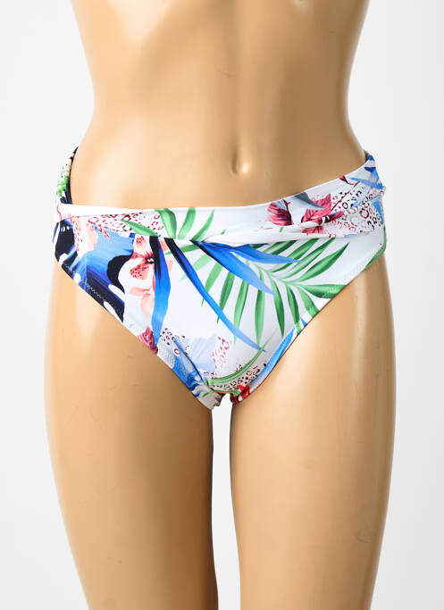 Bas de maillot de bain imprimé fleurs culotte blanc FANTASIE femme