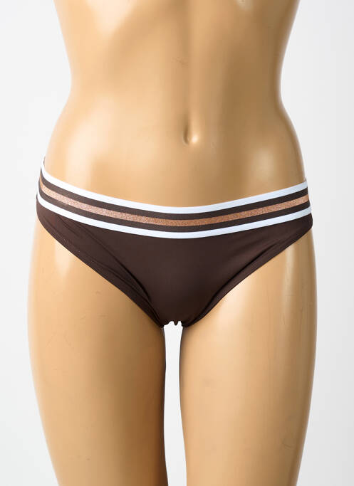 Bas de maillot de bain tissage satiné culotte marron LISE CHARMEL femme