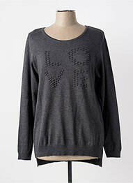 Pull col rond manches longues gris APRICO femme