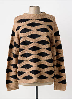Pull col rond manches longues beige SIGNATURE femme