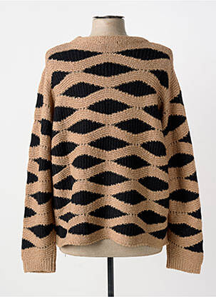 Pull coupe droite manches longues beige SIGNATURE femme