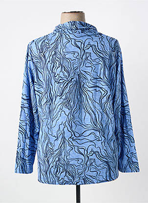 Pull coupe droite manches longues bleu SIGNATURE femme