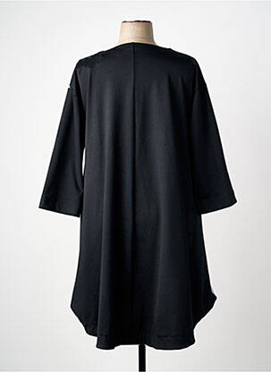 Robe mi-longue imprimé fantaisie manches longues noir FRANCK ANNA femme