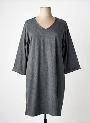 Robe mi-longue manches longues manches longues gris FRANCK ANNA femme