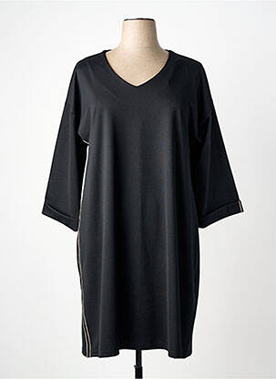 Robe mi-longue manches longues manches longues noir FRANCK ANNA femme