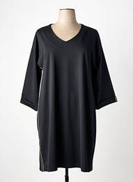 Robe mi-longue manches longues manches longues noir FRANCK ANNA femme