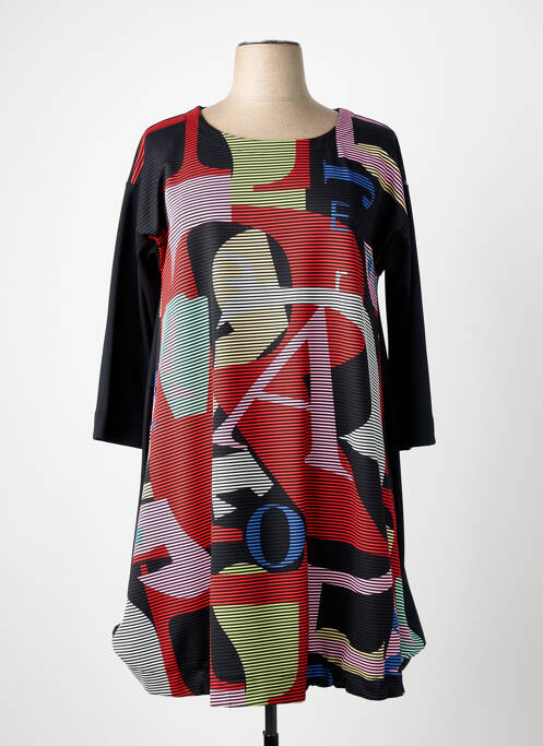 Robe mi-longue coupe évasée manches longues noir FRANCK ANNA femme