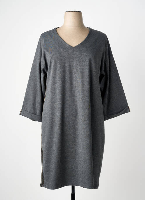Robe mi-longue manches longues manches longues gris FRANCK ANNA femme