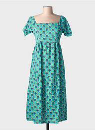 Robe mi-longue imprimé fantaisie manches courtes bleu BAMBOO'S femme